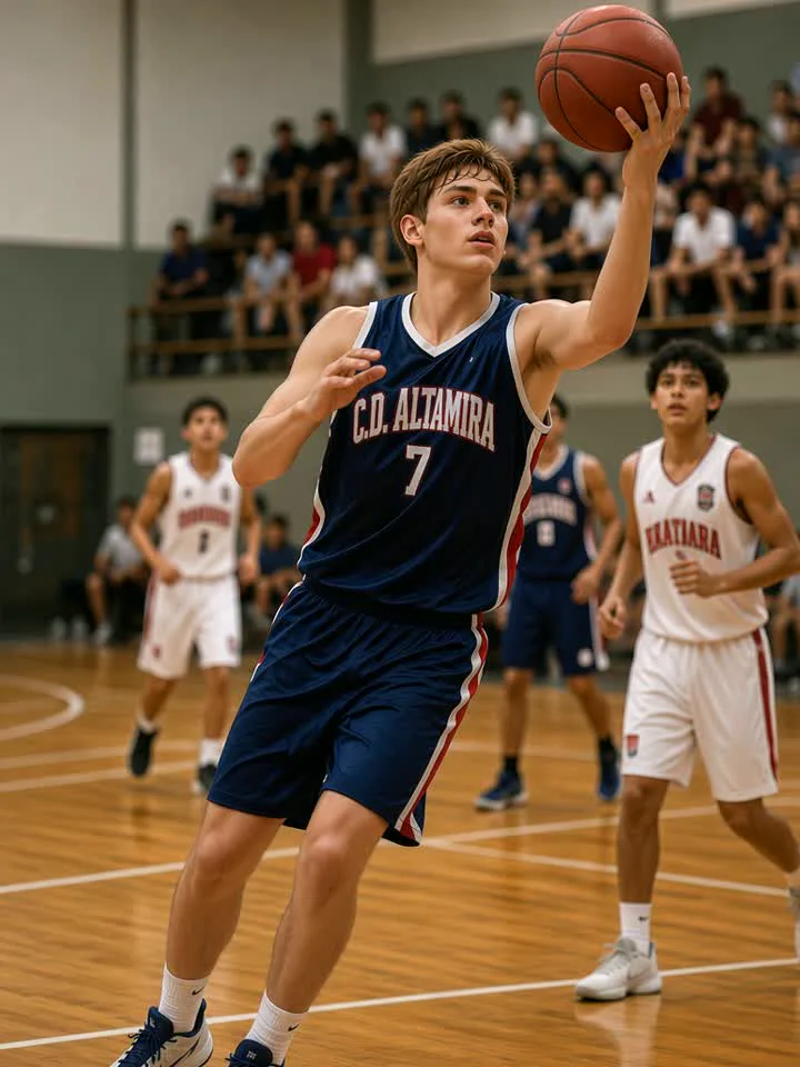 Basquetbolista joven tirando al aro